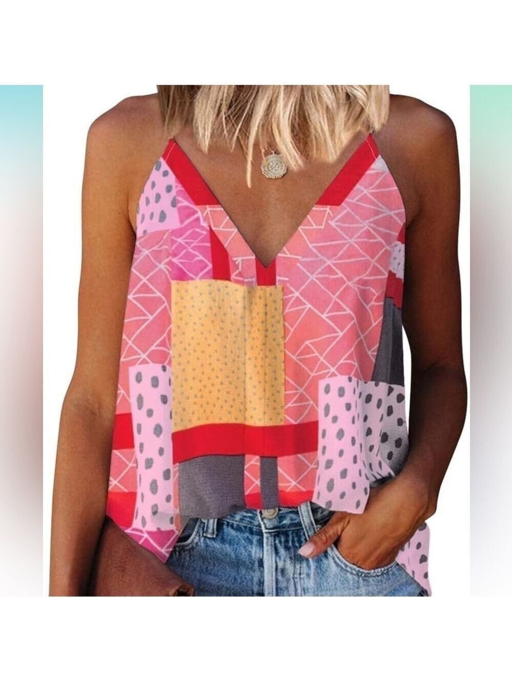 Tank V Neck Strappy Colorful